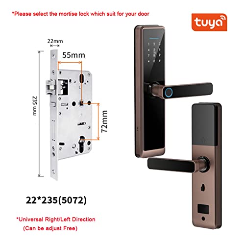 EBAYTV Türschlösser, Biometrisches Türschloss mit Fingerabdruck DB20 Schwarz Smart Lock Tuya App Fernentriegelung Keyless Lock Elektronisches Türschloss(22x235(5072)) von EBAYTV
