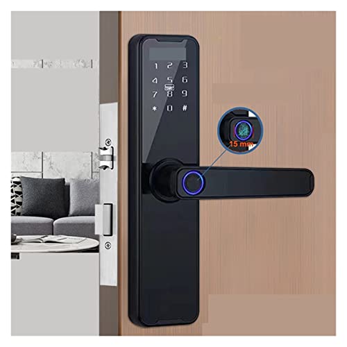 EBAYTV Türschlösser, K7 Pro Türschloss mit biometrischem Fingerabdruck, schwarz, Smart Lock, Tuya-App, Passwort for Entsperren, schlüsselloses Schloss, elektronisches Türschloss(235x22(5572)) von EBAYTV