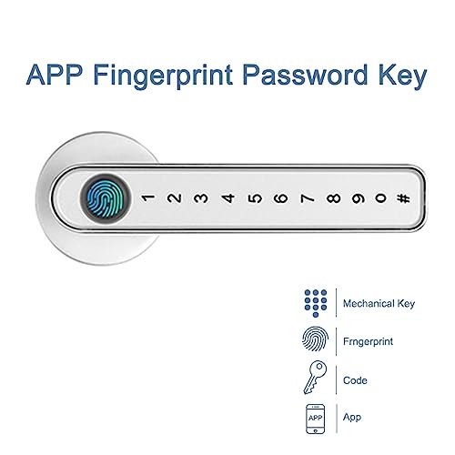 EBAYTV Türschlösser, Super Security Fingerprint Türschloss Smart Keyless Entry Biometrische Tastatur Passwort Hebelgriff Schloss App Control Elektroschloss(APP White-01) von EBAYTV