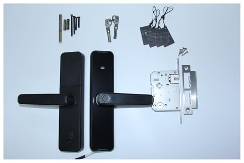 EBAYTV Türschlösser, Tuya Bluethooth Biometrisches Fingerabdruck-Elektronikschloss RFID-Karte Fernentriegelung des intelligenten Türschlosses(240 5085,Noir) von EBAYTV