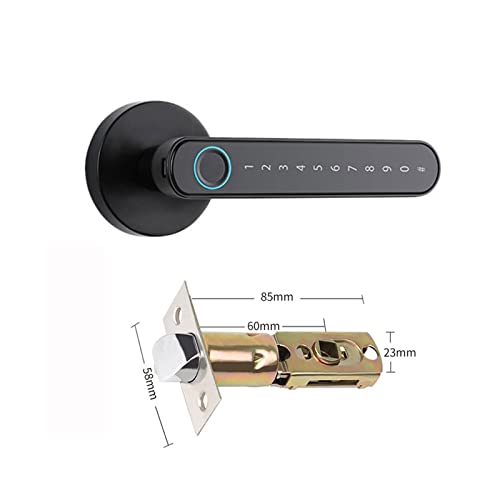EBAYTV Türschlösser, Tuya Fingerabdruck Elektronisches Türschloss Smart Passwort Griffsperre APP Entriegeln Sie den schlüssellosen Zugang Anti-Diebstahl-Türschloss(Dark grey) von EBAYTV