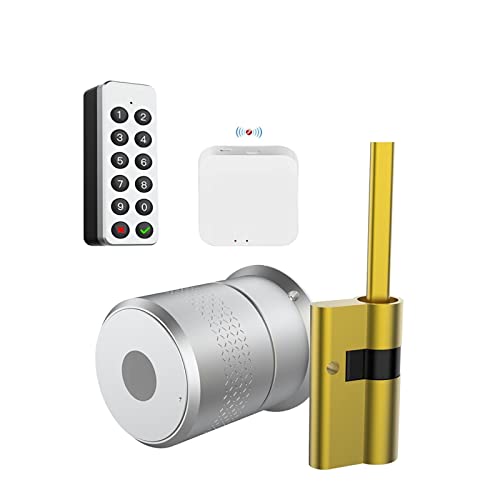 EBAYTV Türschlösser, Tuya Smart Lock TTlock Fingerabdruckzylinder for Tür 50-100 mm Dicke Unterstützung WIFI-Schloss for Smart Home(Gatway Keyboard,TUYA Version) von EBAYTV