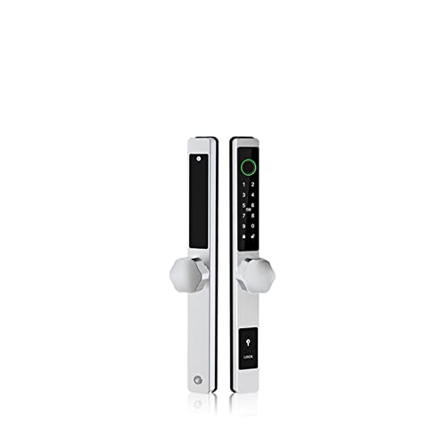 EBAYTV Türschlösser, Wasserdichte biometrische Fingerabdruckschlösser DQ rundes elektronisches intelligentes Türschloss RFID-Kartencodeschloss for Aluminiumglastür(ROUND-S 2885) von EBAYTV