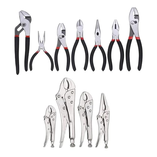 Hydraulikzange, 7-teiliges Zangenset aus robustem legiertem Stahl mit Verriegelungsmechanismus. Sicherer Halt und einfaches Schneiden. for Drehen, Klemmen und Verdrehen. ANSI von EBAYTV