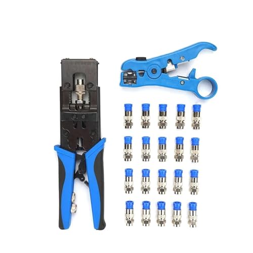 Hydraulikzange, Koaxial-Kompressionswerkzeug und BNC-Kabel-Crimper-Kit, einstellbarer Werkzeugsatz mit mehreren Crimpanschlüssen for RG59 RG6 F BNC RCA-Zan(1set) von EBAYTV