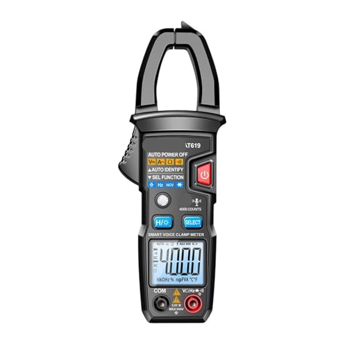 Kondensatortester, AT619 Multifunktionales Zangenamperemeter – AC/DC, Sprachübertragung, LCD mit automatischer Bereichswahl for Labor/Fabrik/Zuhause(Noir) von EBAYTV