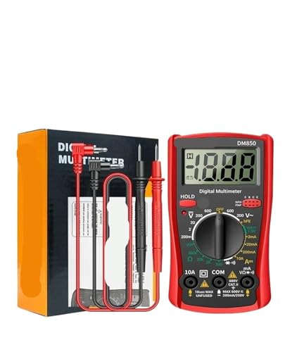 Kondensatortester, DM850 Smart Professional Multimeter - Automatischer AC/DC-Spannungstester mit 1999 Zählwerten, Ohm-Test(Red with box) von EBAYTV