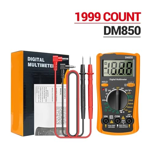 Kondensatortester, DM850 Smart Professional Multimeter - Automatischer AC/DC-Spannungstester mit 1999 Zählwerten, Ohm-Test(Yellow with box) von EBAYTV