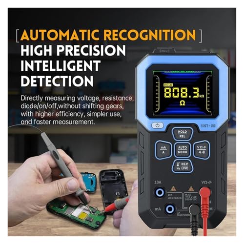 Kondensatortester, DMT-99 HD-Farbbildschirm Intelligentes professionelles Digitalmultimeter - 1000 V 10 A Auto Rang von EBAYTV