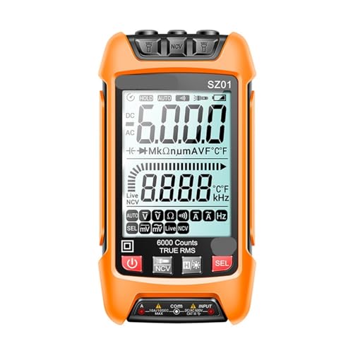 Kondensatortester, Digitalmultimeter mit 6000 Counts – automatische Bereichswahl, True RMS, tragbar, hohe Präzision(Orange Yellow) von EBAYTV