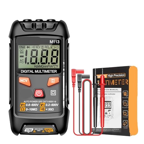 Kondensatortester, M113 Tragbares Taschenmultimeter mit 1999 Zählern – CAT II 600 V AC/DC-Spannung, automatisches Multitester-Tool(M113 black) von EBAYTV