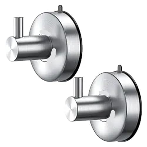 Saugnäpfe, Saugnapf-Haken for Dusche, gebürstetes Nickel, Handtuchhaken, Kleiderbügel, Badezimmer, Edelstahl-Haken(2 Pack) von EBAYTV