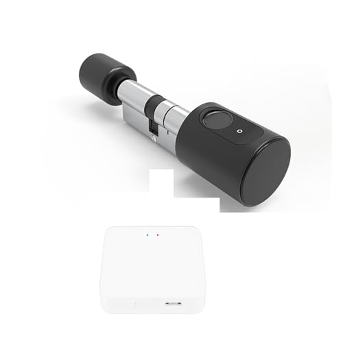 Türschlösser, Tuya APP Finrprint Lock Euro Zylinder Elektronische Smart Türschloss RFID Karte Digitale Keyless Entry Smart Home Schloss(Black with Gateway,35 and 35 to 55) von EBAYTV