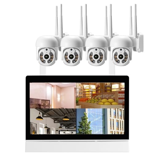 Videoüberwachungsset WiFi PTZ IP-Kamerasystem 7-Zoll-LCD-Bildschirmmonitor NVR-Kit AI Human Auto Tracking Drahtlose CCTV-Kameraüberwachung (Color : NVR and 4Cameras, Size : 1 UK) von EBAYTV