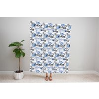 Blaue Und Graue Dinosaurier Individuelle Name Decke - Baby Personalisierte Dino Kinderzimmer von EBCGiftShop