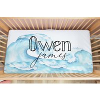 Ocean Waves Custom Name Crib Sheet - Meer Decke Kinderzimmer Baby Shower Geschenk Personalisierte Krippe Blatt Surfer von EBCGiftShop