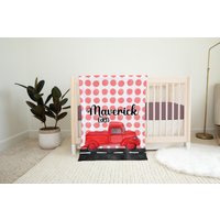 Roter Bauernhof-Lkw Individuelle Name Decke - Lkw-Decke Rote Lkw-Baby-Decke Baby-Decke Auto-Decke von EBCGiftShop