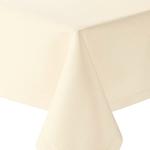 Tischdecke | Champagner/Creme - Eckig - 130x260cm | Gartentischdecke | Outdoor-Decke | Lotus-Effekt | Leinen-Optik | Schmutzabweisend | Farbe, Form und Größe wählbar von EBD