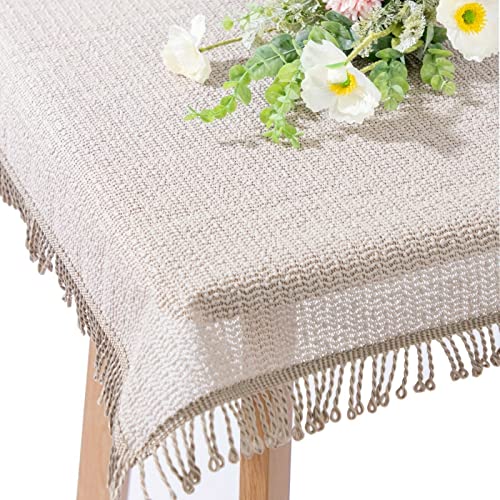 Gartentischdecke mit Fransen | Beige - Oval - 160x220cm | Weichschaum-Tischdecke | Schaumdecke | Klassik-Outdoor-Decke | rutschfest | wetterbeständig von EBD