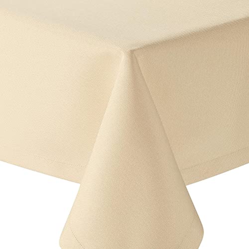 Tischdecke | Champagner/Creme - Eckig - 135x180cm | Gartentischdecke | Outdoor-Decke | Lotus-Effekt | Leinen-Optik | Schmutzabweisend | Farbe, Form und Größe wählbar von EBD