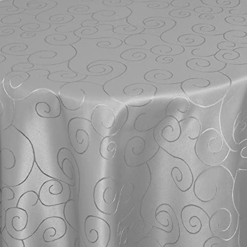 Tischdecke | Tafeldecke | Hellgrau - Oval - 160x220cm | Tischtuch | Ornamenten-Muster | Damast | Seidenglanz | Pflegeleicht | Schmutzabweisend von EBD