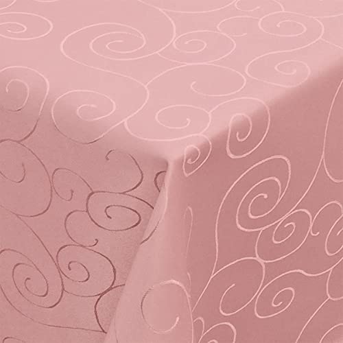 Tischdecke | Tafeldecke | Rosa/Altrosa - Eckig -110x160cm | Tischtuch | Ornamenten-Muster | Damast | Seidenglanz | Pflegeleicht | Schmutzabweisend | Farbe, Form und Größe wählbar von EBD
