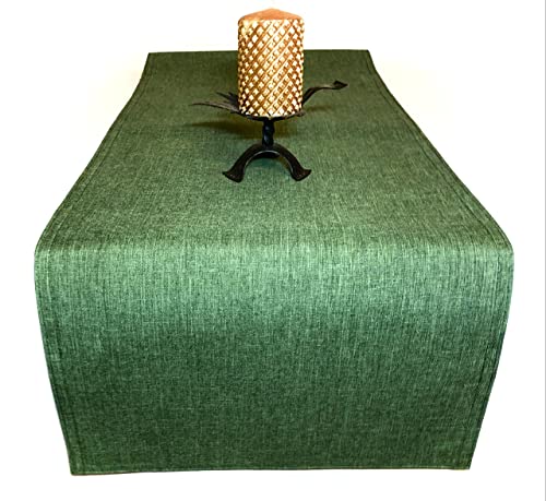 Tischläufer | Dunkelgrün - Eckig - 40x100cm | Tischband | Mitteldecke | Leinen-Optik | Lotus-Effekt | Schmutzabweisend | Farbe und Größe wählbar von EBD