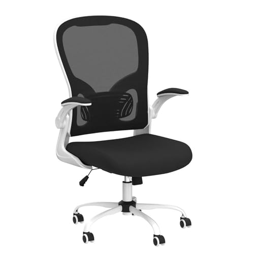 EBELLO Bürostuhl Ergonomisch mit Lordosenstütze, Schreibtischstuhl mit hochklappbarer Armlehne und Höhenverstellbar, 360° Drehung, Mesh Drehstuhl für Home Office, Studium oder Manager Arbeit, Schwarz von EBELLO