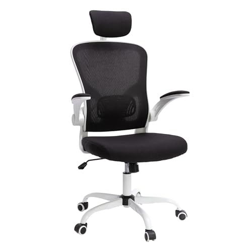 EBELLO Bürostuhl Ergonomisch mit Lordosenstütze, Schreibtischstuhl mit hochklappbarer Armlehne und Kopfstütze Verstellbar, 360° Drehung, Mesh Drehstuhl für Home Office, Studium oder Manager Arbeit EBELLO Bürostuhl Ergonomisch mit Lordosenstütze, Schreibtischstuhl mit hochklappbarer Armlehne und Kopfstütze Verstellbar, 360° Drehung, Mesh Drehstuhl für Home Office, Studium oder Manager Arbeit von EBELLO