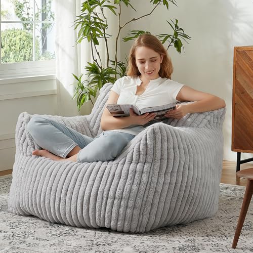 Riesiger Sitzsack für Erwachsene mit Füllung, Plüsch, flauschiger Sitzsack für Teenager mit Armlehnen, bequemer Sitzsack, faule Couch, Sofa, Stuhl für Schlafzimmer, Wohnzimmer, Lesen Riesiger Sitzsack für Erwachsene mit Füllung, Plüsch, flauschiger Sitzsack für Teenager mit Armlehnen, bequemer Sitzsack, faule Couch, Sofa, Stuhl für Schlafzimmer, Wohnzimmer, Lesen von EBENCHICO