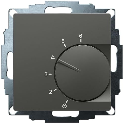 Eberle UP-Raumregler UTE 1032 (Anthrazit, Maße 55x55 mm, Temperatureinstellung 5-30 C, AC 24V, 1 Wechsler, 10A/5A bei DC 24 V Schaltleistung 30 W) 191873224302 von EBERLE