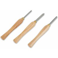 Drechselmesser Set mit Holzkoffer, 3 Hochwertige hss Drechseleisen, Schnellarbeitsstahl, 3 tlg. Drechselbeitel Set mit den wichtigen Formen, von EBERTH