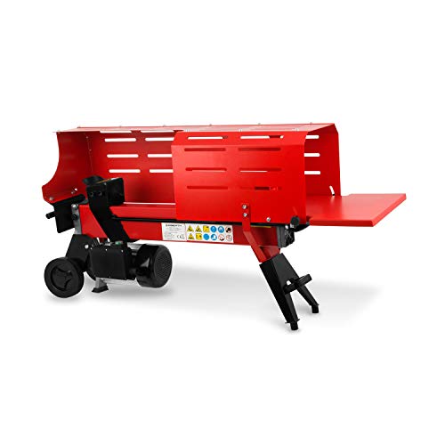 EBERTH Holzspalter Brennholzspalter Hydraulikspalter Elektrisch 2200W, mit 7t Spaltkraft und Käfig, max. bis 52cm Holzlänge und 25cm Durchmesser, Transporträder, 230V, Liegend von EBERTH