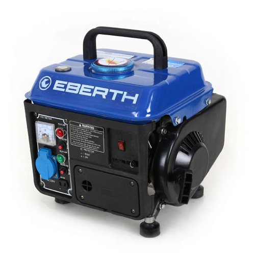 EBERTH 750 Watt Notstromaggregat Stromerzeuger Stromaggregat mit 2 PS Benzinmotor, 2-Takt, luftgekühlt, 1x 230V, 1x 12V, Seilzugstart, Voltmeter, Tankanzeige, Überlastschalter, tragbar, 15 kg Gewicht von EBERTH