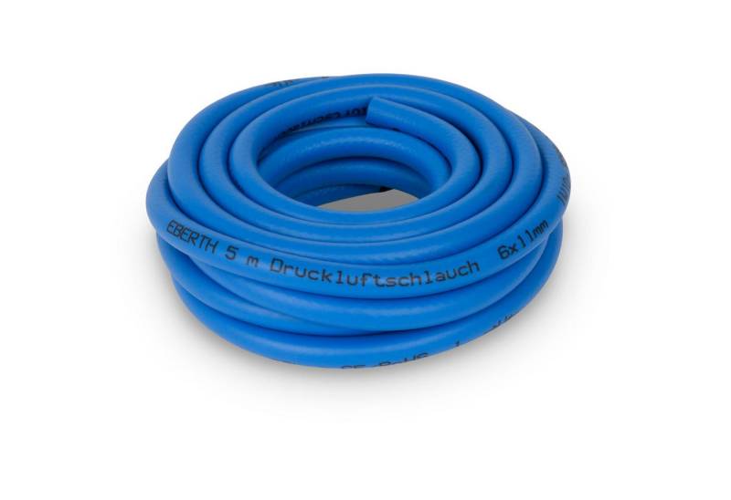 EBERTH Druckluftschlauch 5m Länge, Kompressor Schlauch mit 6mm x 11mm Durchmesser, 20 bar Arbeitsdruck, Druckluft Werkzeug Zubehör ohne Kupplung von EBERTH
