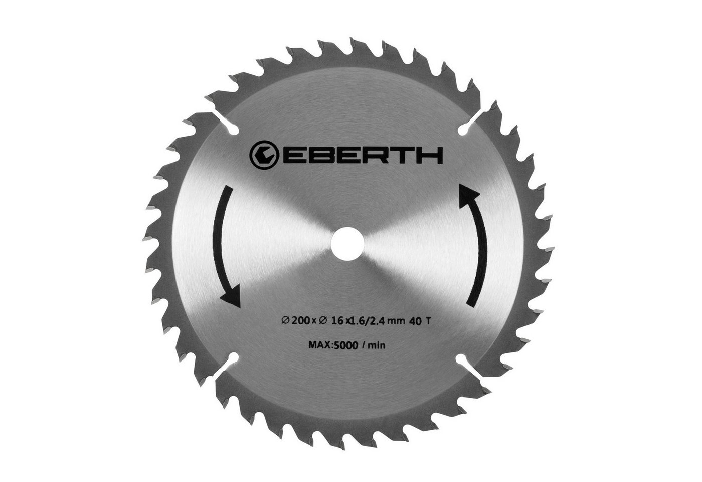 EBERTH Kreissägeblatt aus Stahl mit Hartmetall-Zähnen 200mm Durchmesser, 16mm Bohrung, 1.6mm Blättstärke, 2.4mm Schnittbreite, 40 Zähne, RPM Max. 5000 EBERTH Kreissägeblatt aus Stahl mit Hartmetall-Zähnen 200mm Durchmesser, 16mm Bohrung, 1.6mm Blättstärke, 2.4mm Schnittbreite, 40 Zähne, RPM Max. 5000 von EBERTH