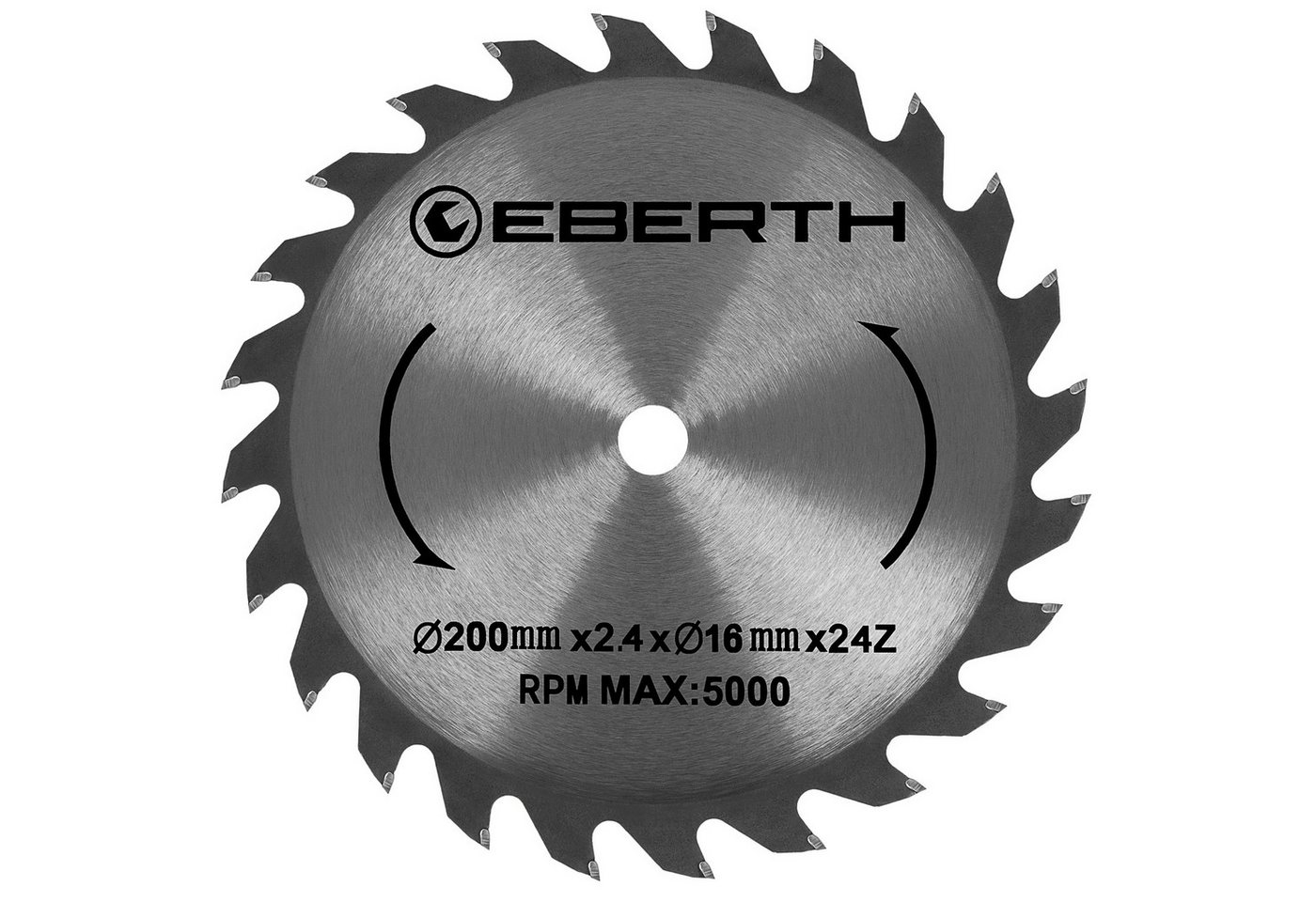 EBERTH Kreissägeblatt aus Stahl mit Hartmetall-Zähnen 200mm Durchmesser, 16mm Bohrung, 2.4mm Blättstärke, 3.4mm Schnittbreite, 24 Zähne, RPM Max. 5000 EBERTH Kreissägeblatt aus Stahl mit Hartmetall-Zähnen 200mm Durchmesser, 16mm Bohrung, 2.4mm Blättstärke, 3.4mm Schnittbreite, 24 Zähne, RPM Max. 5000 von EBERTH