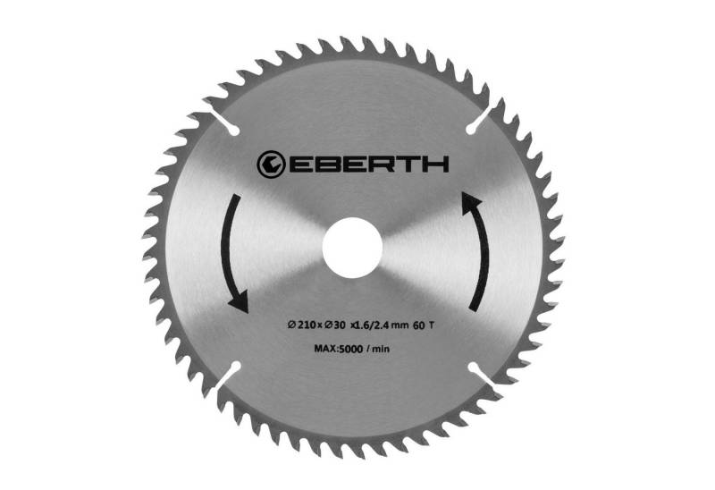 EBERTH Kreissägeblatt aus Stahl mit Hartmetall-Zähnen 210mm Durchmesser, 16mm Bohrung, 1.6mm Blättstärke, 2.4mm Schnittbreite, 60 Zähne, RPM Max. 5000 EBERTH Kreissägeblatt aus Stahl mit Hartmetall-Zähnen 210mm Durchmesser, 16mm Bohrung, 1.6mm Blättstärke, 2.4mm Schnittbreite, 60 Zähne, RPM Max. 5000 von EBERTH
