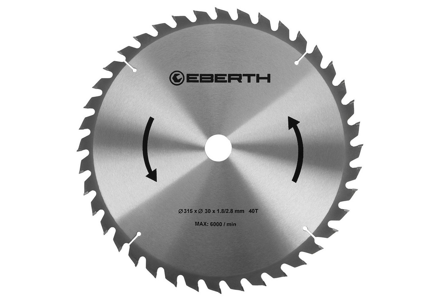 EBERTH Kreissägeblatt aus Stahl mit Hartmetall-Zähnen 315mm Durchmesser, 30mm Bohrung, 1.8mm Blättstärke, 2.8mm Schnittbreite, 40 Zähne, RPM Max. 6000 EBERTH Kreissägeblatt aus Stahl mit Hartmetall-Zähnen 315mm Durchmesser, 30mm Bohrung, 1.8mm Blättstärke, 2.8mm Schnittbreite, 40 Zähne, RPM Max. 6000 von EBERTH
