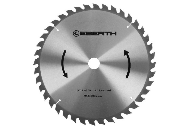 EBERTH Kreissägeblatt aus Stahl mit Hartmetall-Zähnen 315mm Durchmesser, 30mm Bohrung, 1.8mm Blättstärke, 2.8mm Schnittbreite, 40 Zähne, RPM Max. 6000 von EBERTH