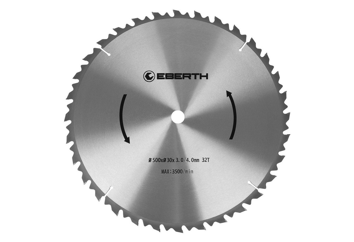 EBERTH Kreissägeblatt aus Stahl mit Hartmetall-Zähnen 500mm Durchmesser, 30mm Bohrung, 3.0mm Blättstärke, 4.0mm Schnittbreite, 32 Zähne, RPM Max. 3500 EBERTH Kreissägeblatt aus Stahl mit Hartmetall-Zähnen 500mm Durchmesser, 30mm Bohrung, 3.0mm Blättstärke, 4.0mm Schnittbreite, 32 Zähne, RPM Max. 3500 von EBERTH