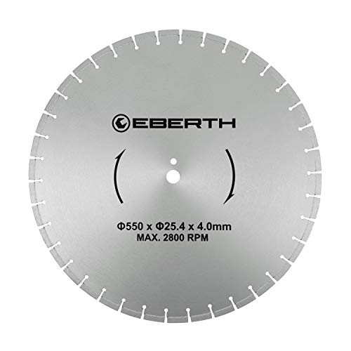 EBERTH Trennscheibe Diamanttrennscheibe für Stein, Beton, Fliesen und Feinsteinzeug, Diamantscheibe mit 550mm Durchmesser, 25,4mm Bohrung, 4,0mm Stärke, Diamant Trennscheibe f. Granit, Keramik, Marmor EBERTH Trennscheibe Diamanttrennscheibe für Stein, Beton, Fliesen und Feinsteinzeug, Diamantscheibe mit 550mm Durchmesser, 25,4mm Bohrung, 4,0mm Stärke, Diamant Trennscheibe f. Granit, Keramik, Marmor von EBERTH