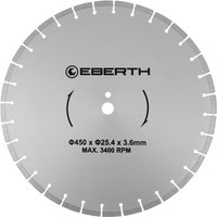 Trennscheibe Diamanttrennscheibe für Stein, Beton, Fliesen und Feinsteinzeug, Diamantscheibe mit 450mm Durchmesser 25,4mm Bohrung, 3,6mm Stärke, von EBERTH