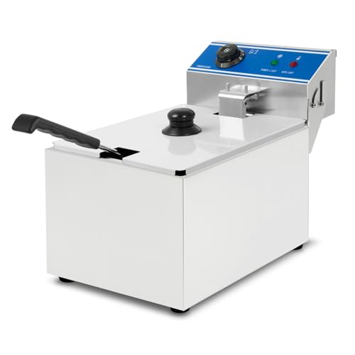 VERTES Friteuse aus Edelstahl 8 Liter Fassungsvermögen, 50-200°C, 2800W, 230V, Kaltzonenprinzip, Professionelle Gastronomie Fritteuse mit Ablasshahn, leichte Reinigung, Gastro Fritöse von EBERTH