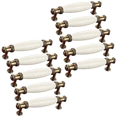 BETA 10er Schrankgriffe Bogengriffe Keramik Griffe Türgriff Retro Möbelgriff Schubladegriff Möbelknöpfe Bohrlochabstand 128 mm von EBETA