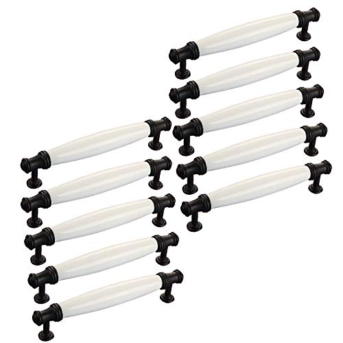 EBETA E 10er Schrankgriffe Bogengriffe Keramik Griffe Türgriff Retro Möbelgriff Schubladegriff Möbelknöpfe (Bohrlochabstand 128 mm) von EBETA