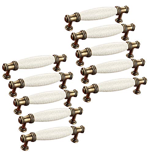 EBETA 10er Schrankgriffe Bogengriffe Keramik Griffe Türgriff Retro Möbelgriff Schubladegriff Möbelknöpfe Bohrlochabstand 96 mm von EBETA