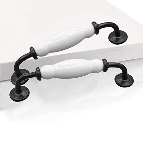 EBETA 2er Weiß Bogengriffe Schrankgriffe Schubladegriff Möbelgriffe Türknöpfe Möbelknöpfe Türgriff Keramik (Pech 128mm, 2 Stück) von EBETA