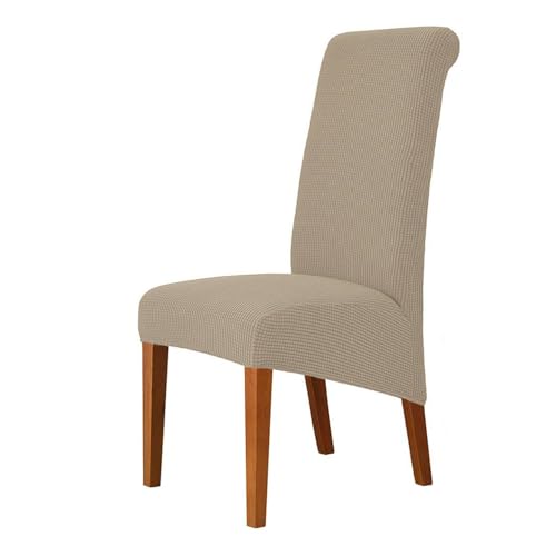 EBETA 6 Stück Stuhlbezug Groß Stuhlhussen Stretchhusse,XL Stuhl Abdeckungen Stretch Stuhlbezüge Hunssen für große Esszimmerstühle Waschbar (Sandfarbe) von EBETA