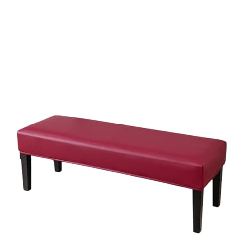 EBETA Bankbezug Hockerbezug, PU-Leder Bank-Auflage Wasserdicht Esszimmerbankbezug Stretch Hussen für Ottomane Sitzauflagen (Weinrot) von EBETA